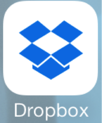 Application icon with a blue open box and text 