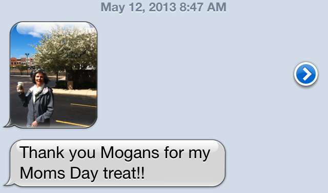 Thank you message for Mother's Day Treat