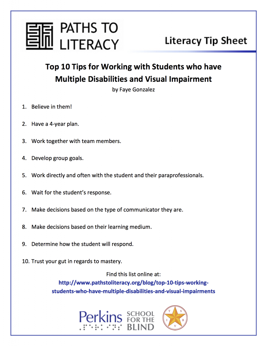 Top 10 Tips for working with students with multiple disabilities