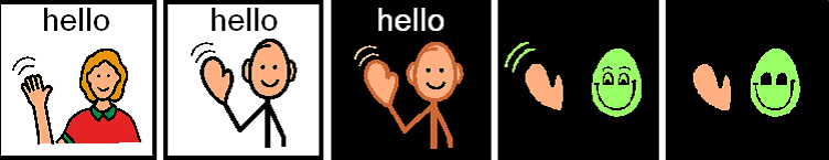 Examples of visually-enhanced symbols of hello