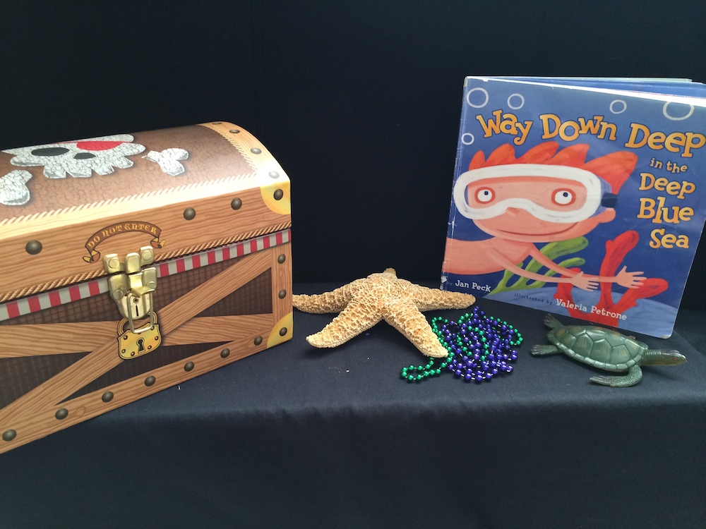 Click to view way down deep book with treasure chest a starfish and turtle
