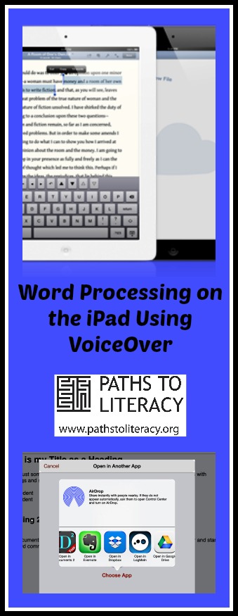 Word Processing on the iPad Using VoiceOver