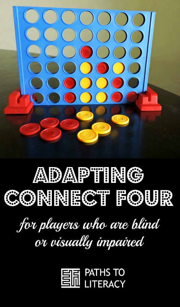 Collage of adapting Connect Four Game for players who are blind