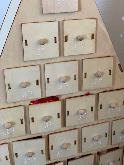 Close up of braille on drawers