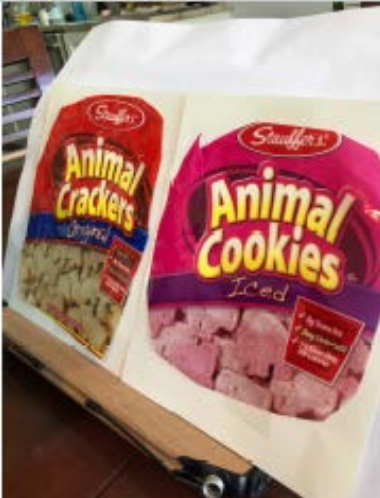 Labels of animal crackers