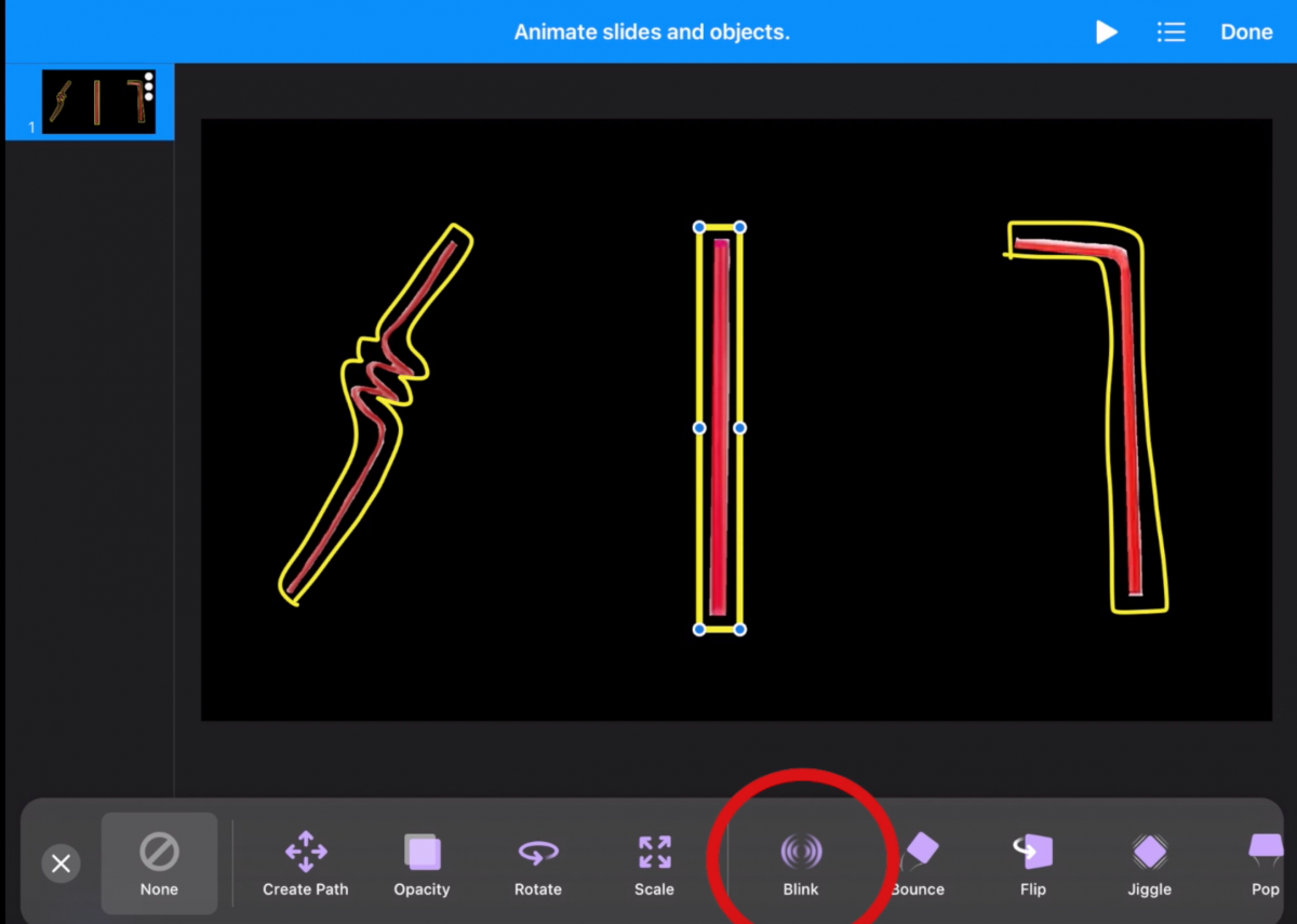screenshot of animating red straws on the iPad Keynote
