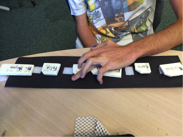 student using tactile activity