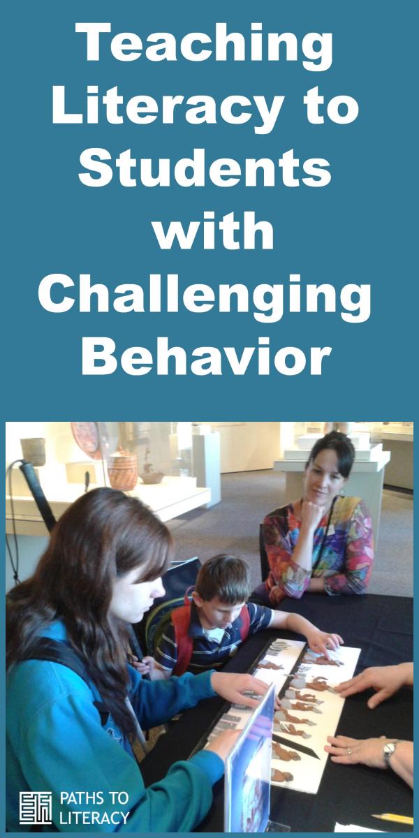 Collage of teaching literacy to students with challenging behavior