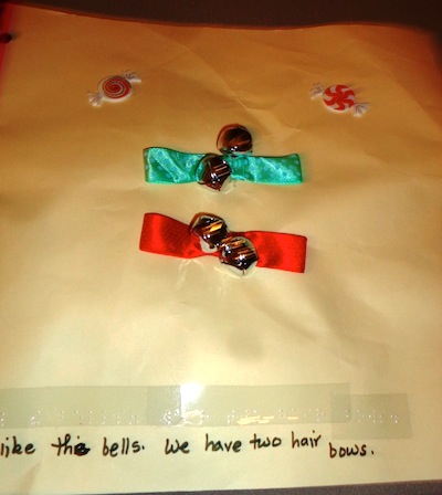 Like the bells. We have two hair bows.