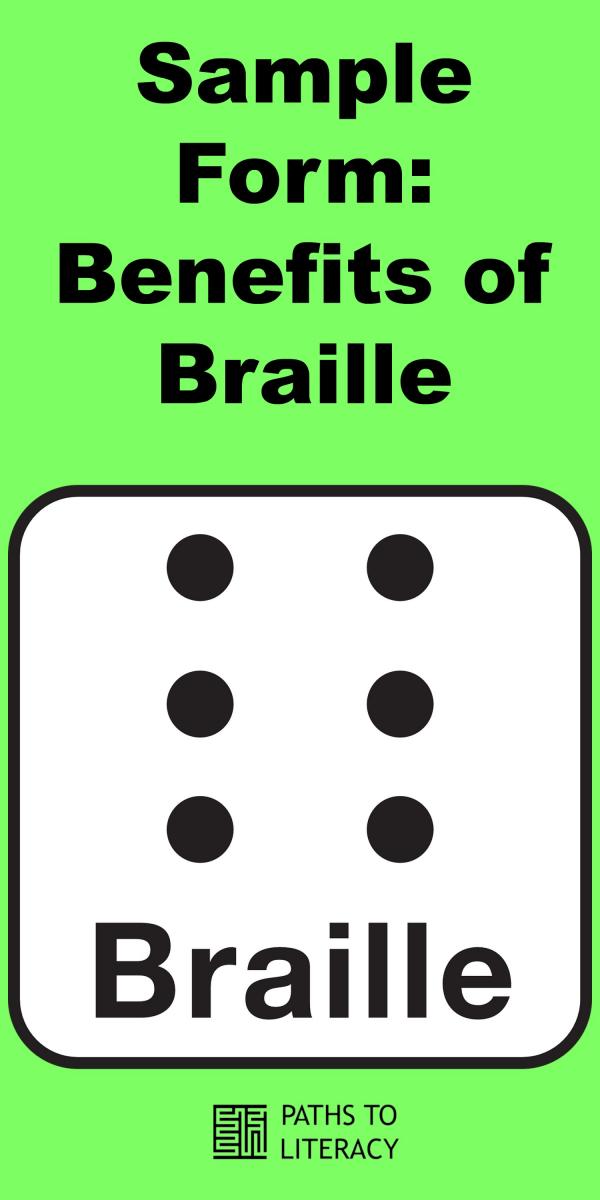 Collage of sample form of Benefits of Braille
