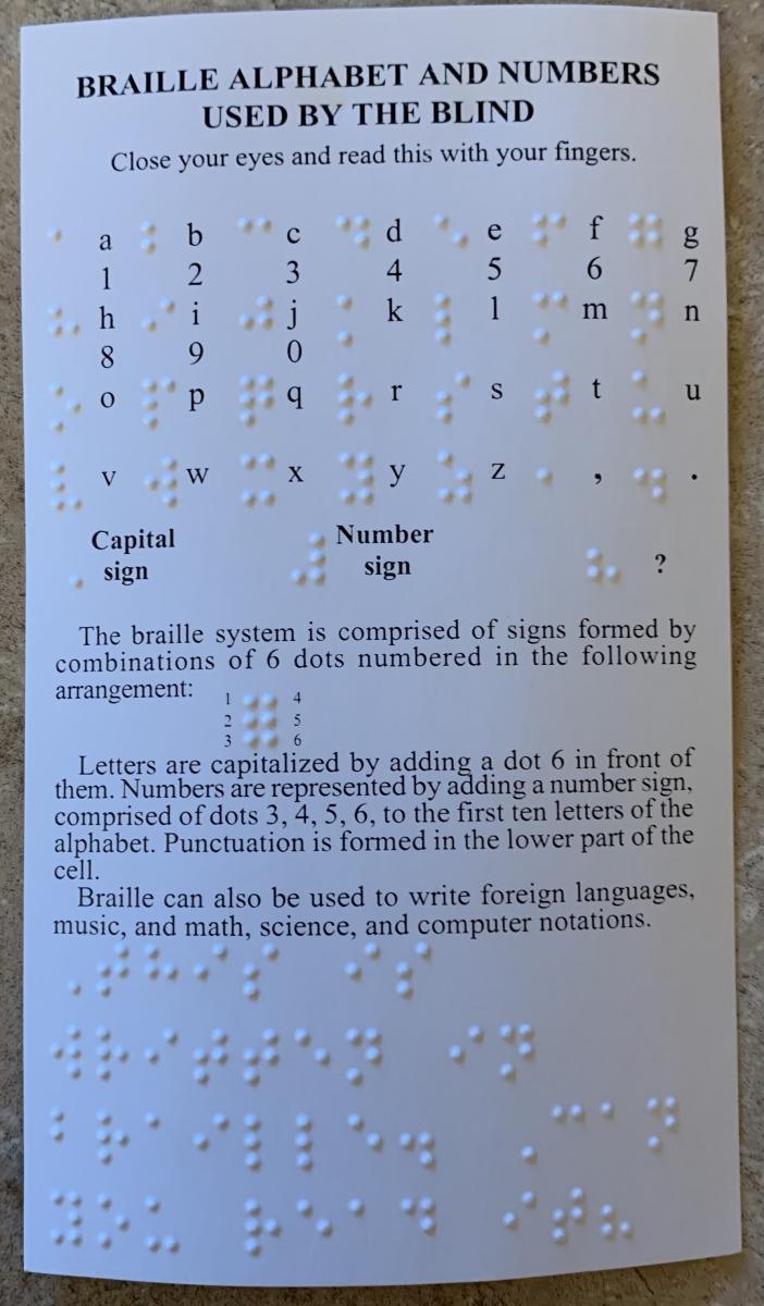 Braille Alphabet Card