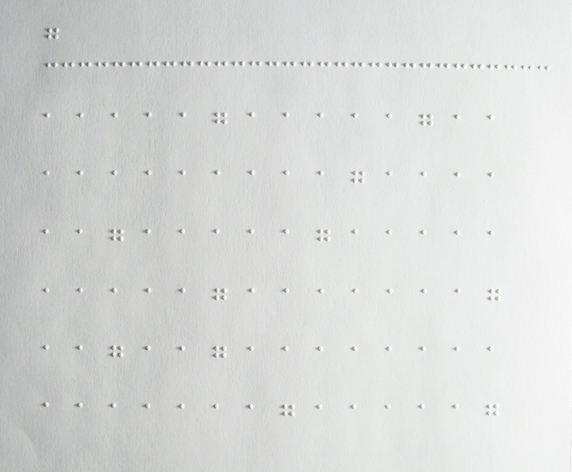 Braille tracking sheet with a line of the letter 