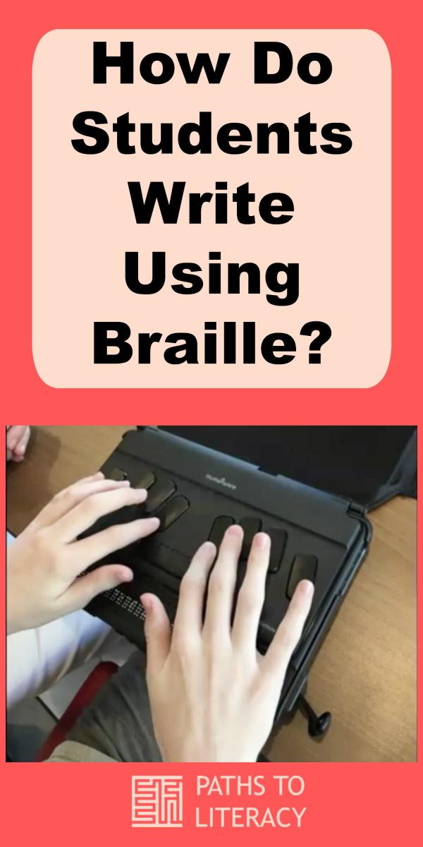 Collage of how students write using braille