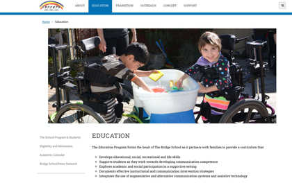 Screenshot of The Bridge School website