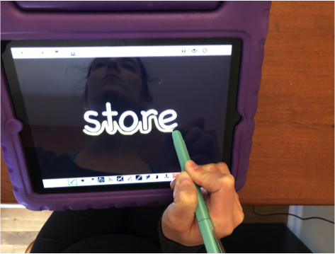 Using a stylus pen to write a bubble outline