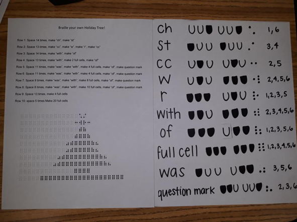 Directions to braille your own holiday tree