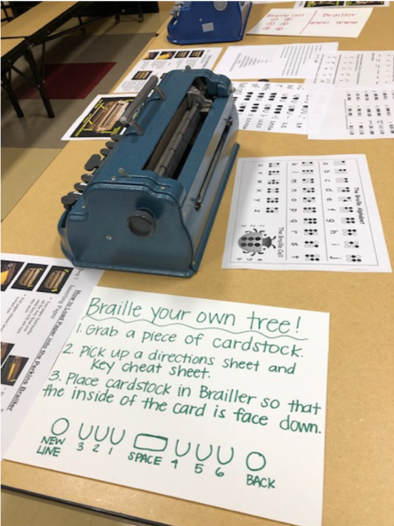 Braille Station with directions on how to braille your own tree