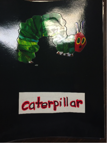 Caterpillar image with word outlined in red