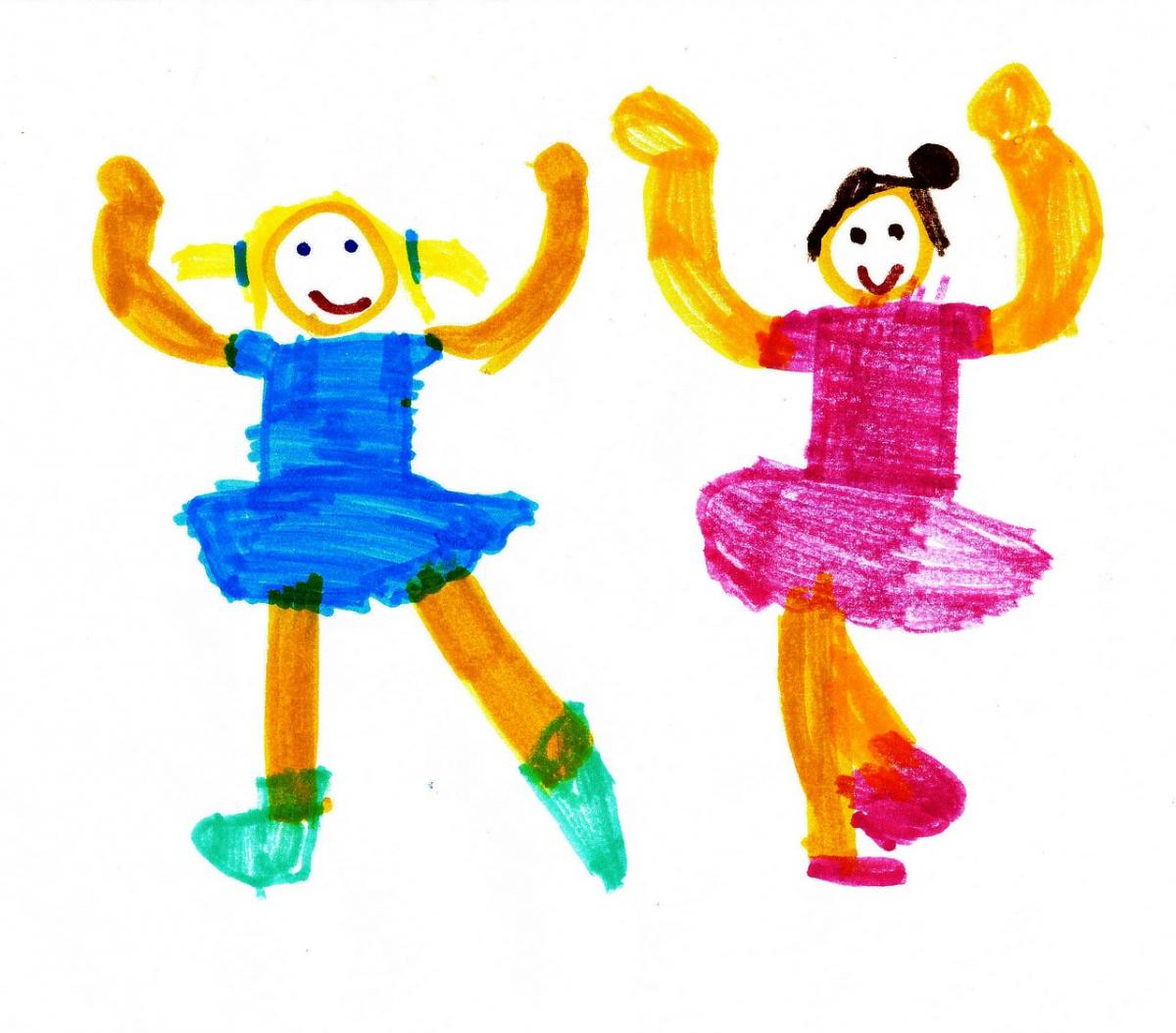 Children's drawing of two dancers