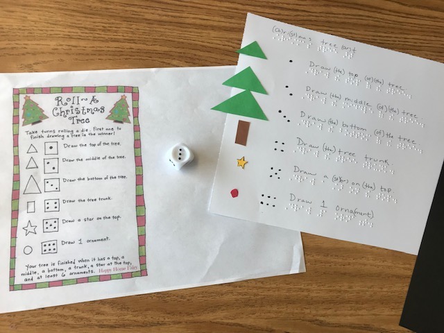 Braille version of Roll a Christmas Tree instructions Braille version of Roll a Christmas Tree instructions