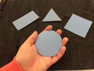Image of rectangle, circle, triangle, and square made from plastic notebook divider