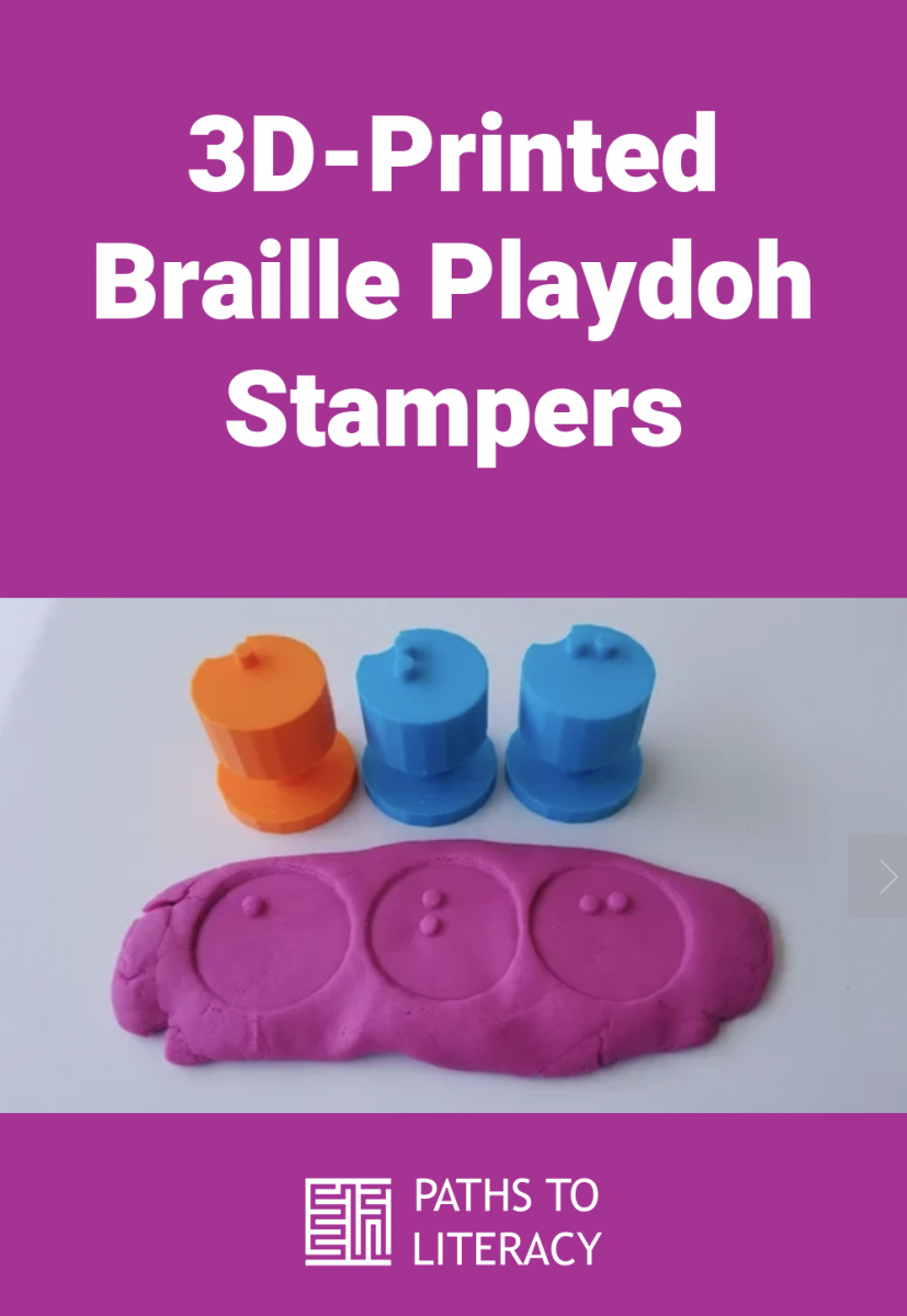 Collage of 3D-printed braille playdoh stampers