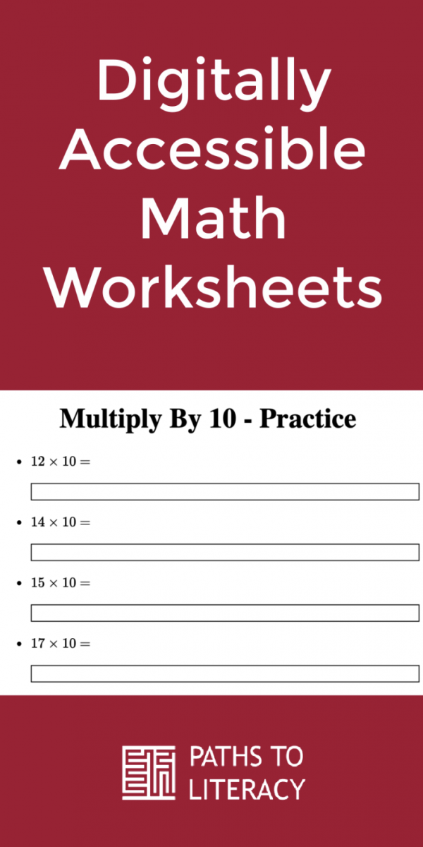 Collage of Digitally-Accessible Math Worksheets