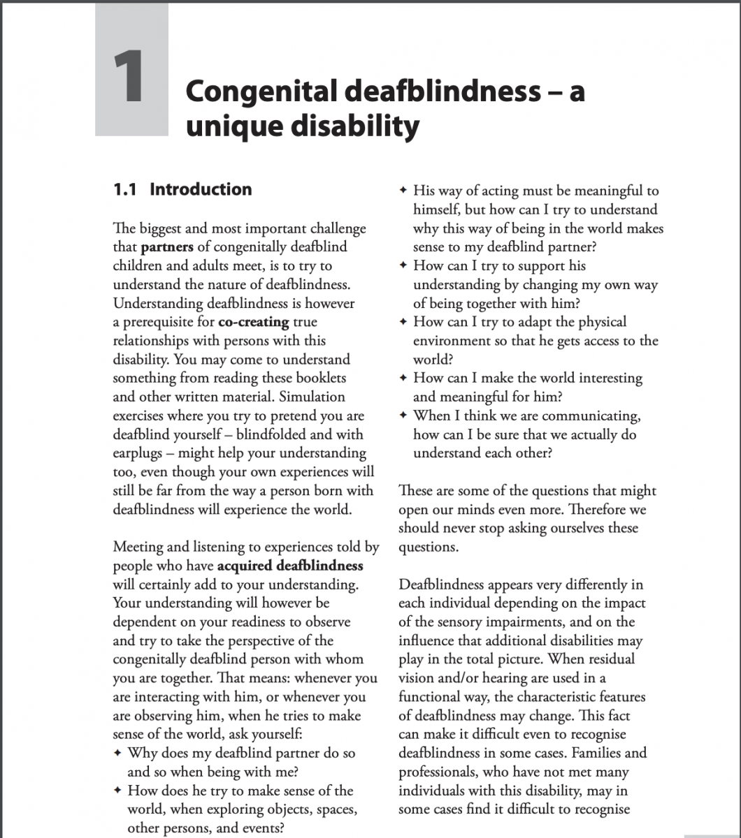 First page of article on Congenital Deafblindness