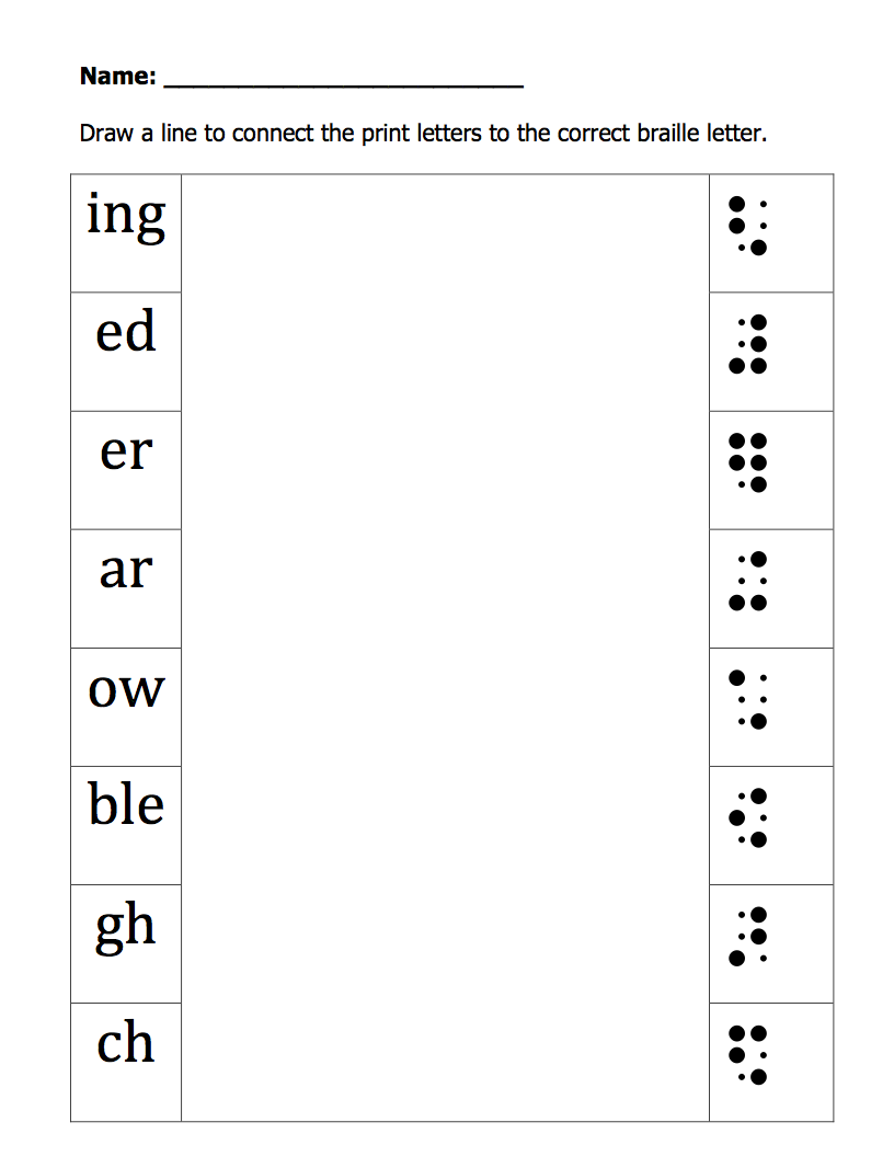 Braille contraction worksheet