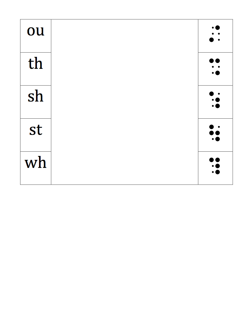 Braille contraction worksheet