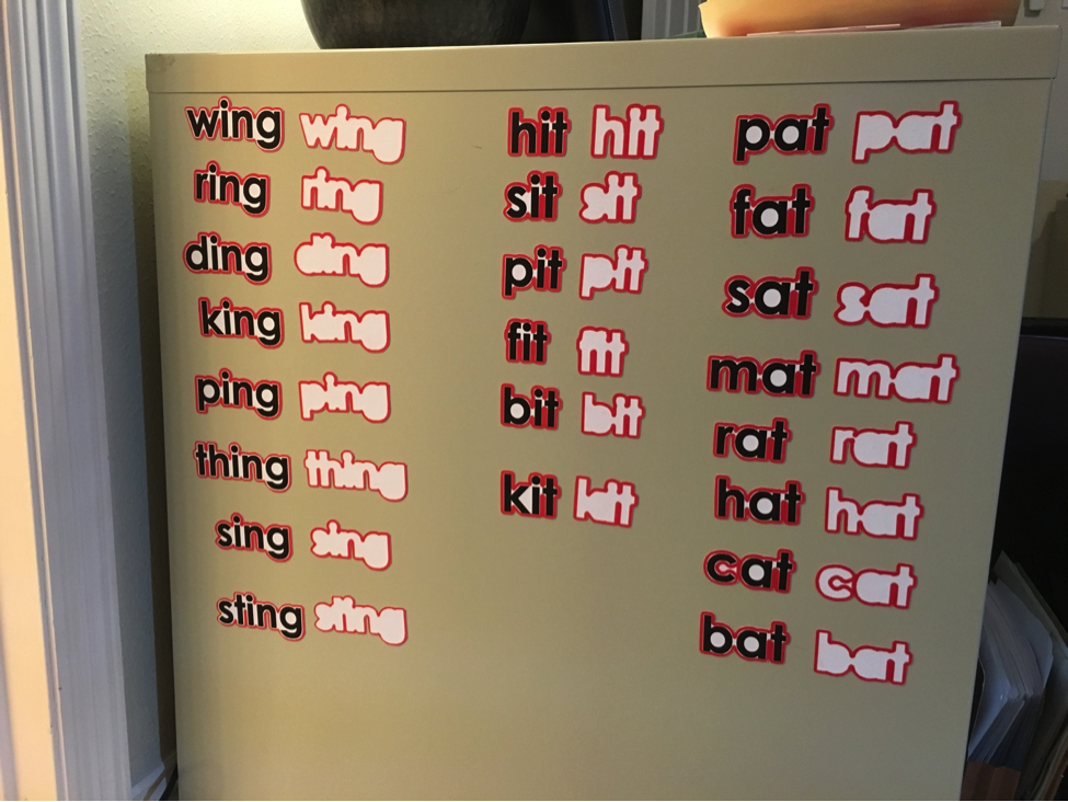 Three sets of “Bubbled” Word Families cut on the Cricut Cutting Machine.