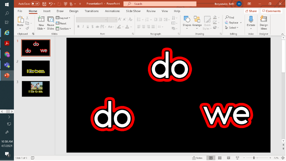Screenshot of the word
