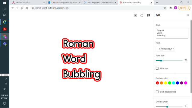 Screenshot of Roman Word Bubblinh