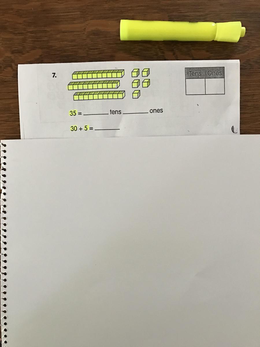 Worksheet with color highlighting