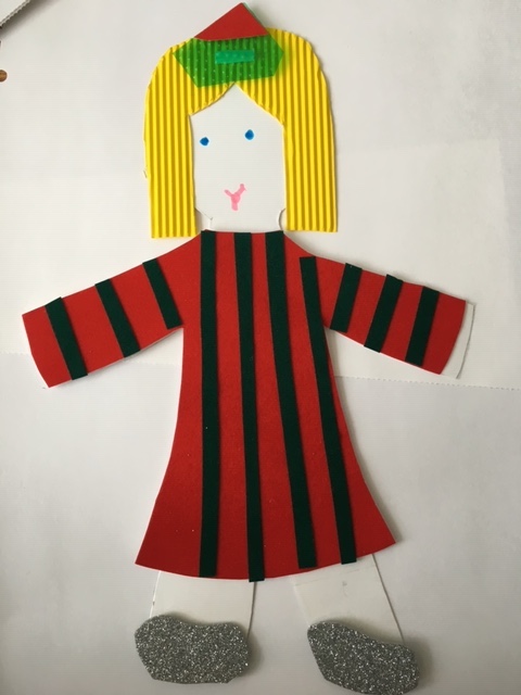 Paper doll in festive Christmas outfit