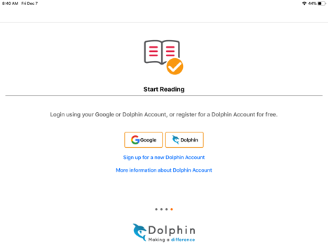 Screenshot of logging into Dolphin Easy Reader using your Google account