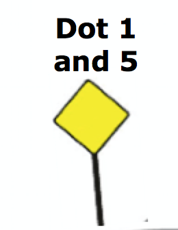 Traffic sign with dot 1 and 5