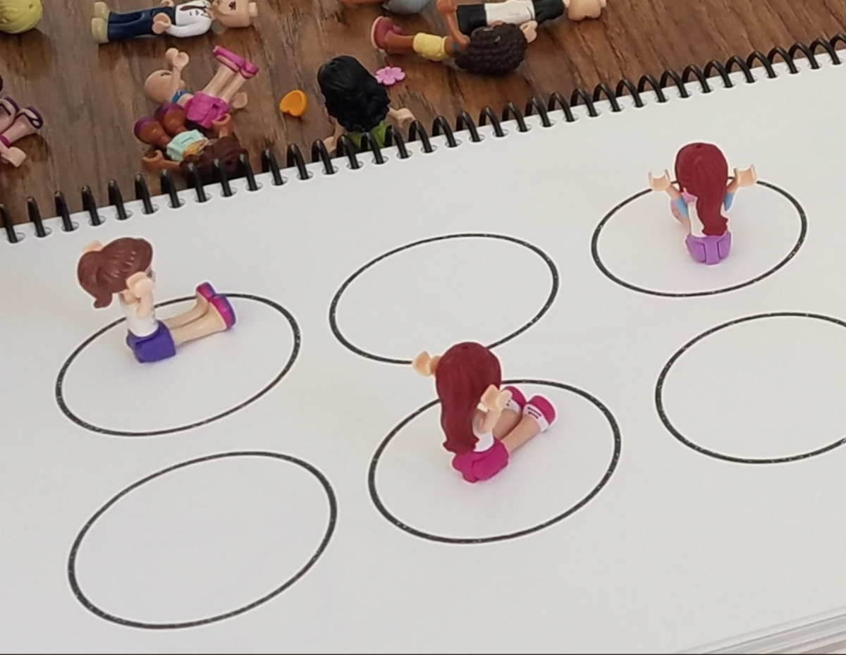 Placing Lego Girls in various dots of braille cell Placing Lego Girls in various dots of braille cell