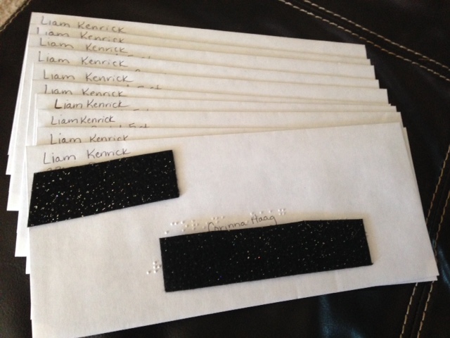 Envelopes with braille addresses