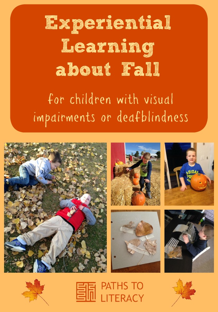 Collage of experiential learning about fall for children with visual impairments or deafblindness