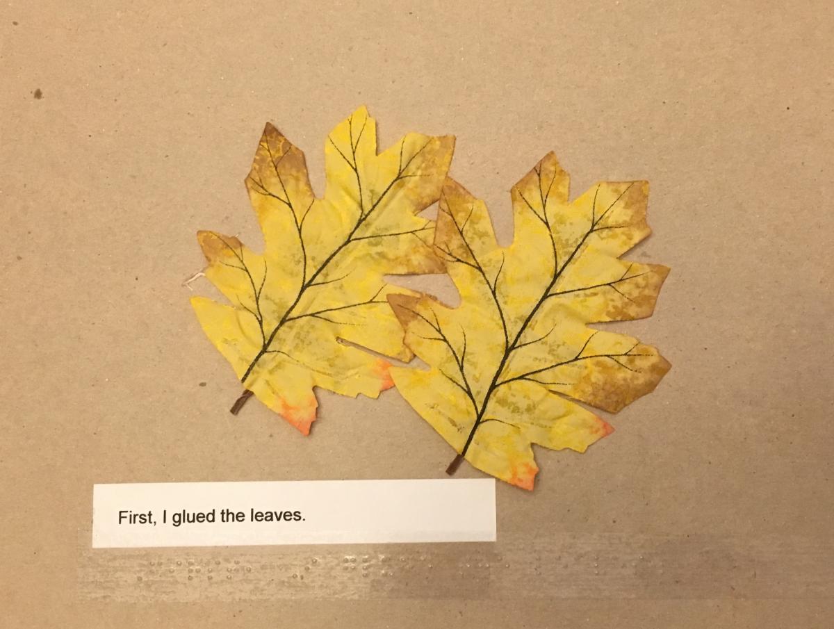 Page 1: First, I glued the leaves.