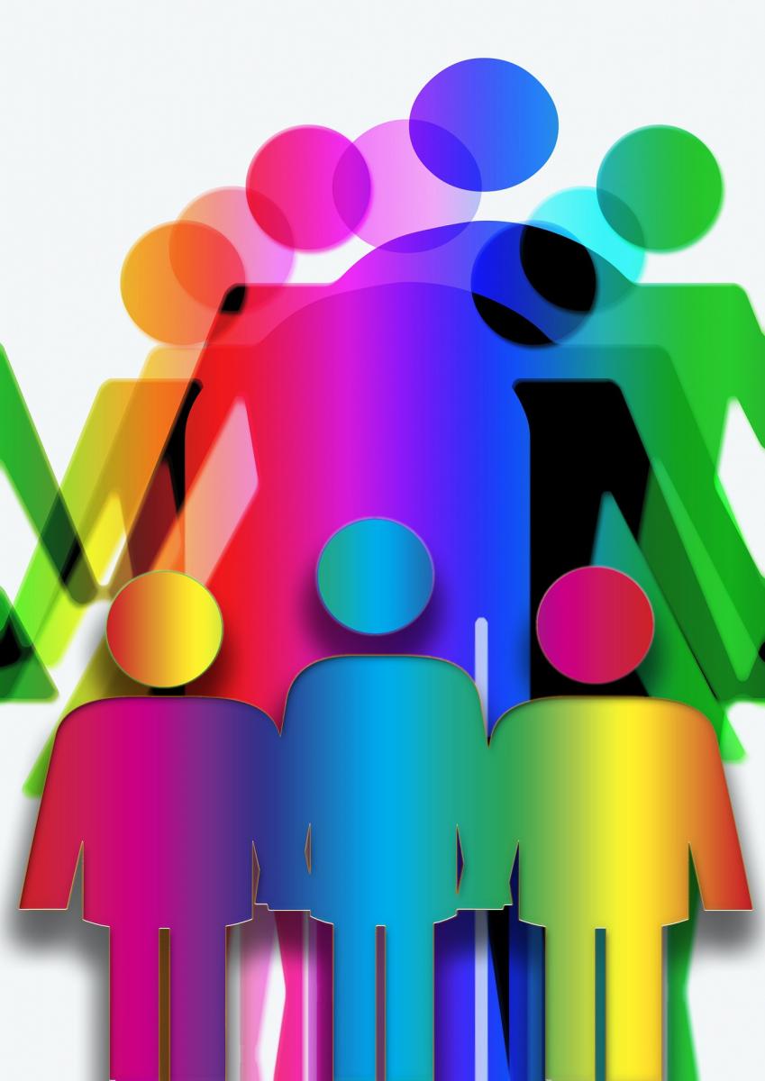 Colorful silhouettes of family members