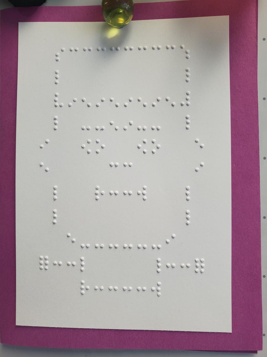 Braille drawing of Frankie Monster