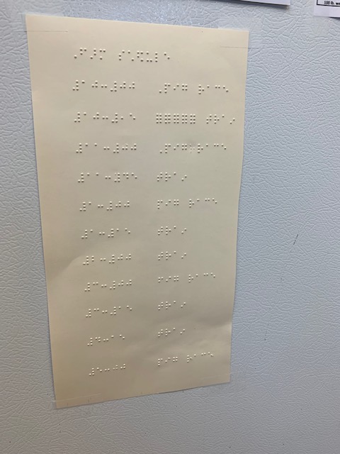 Schedule of events in braille