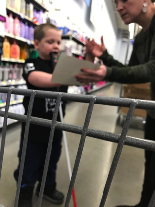 Using tactile sign to discuss items on grocery list