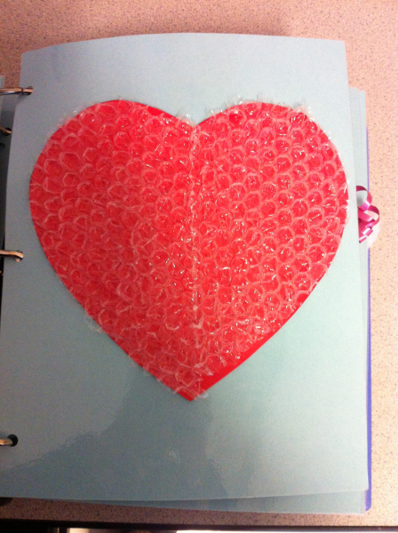 The bumpy heart using bubble wrap