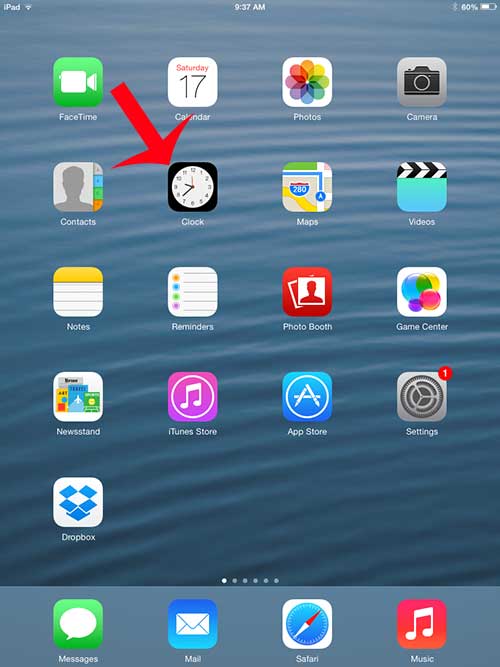 Clock on iPad screen