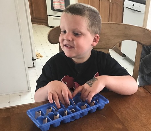 Checking out the words in the ice cube tray