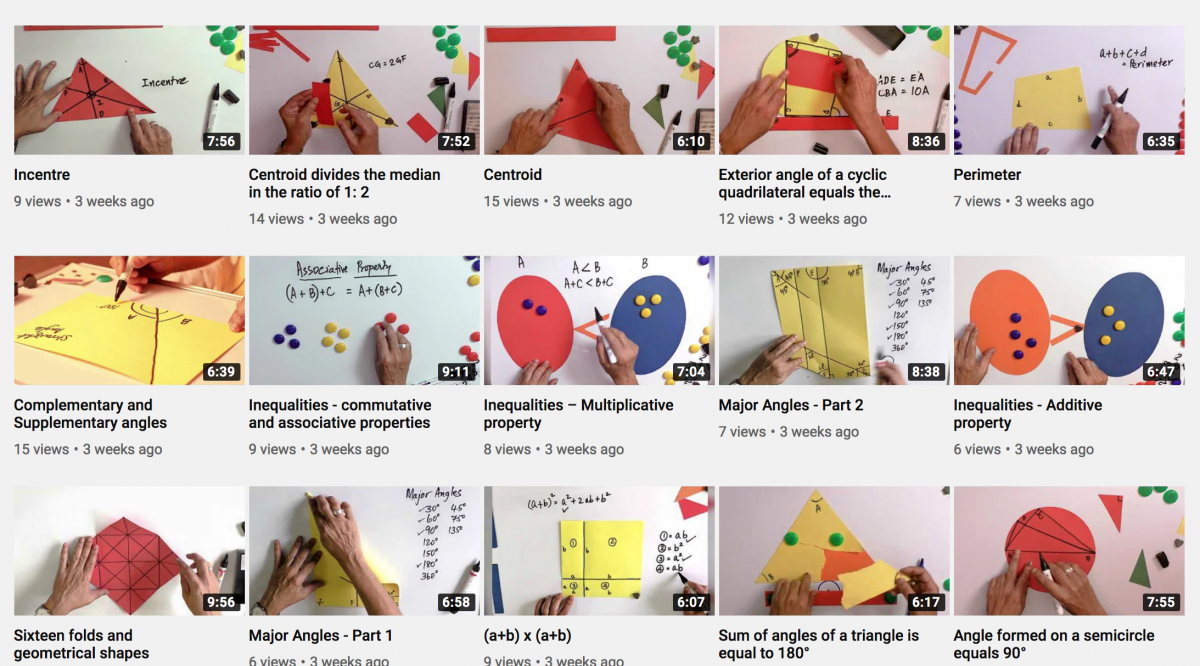 A selection of the math videos offered