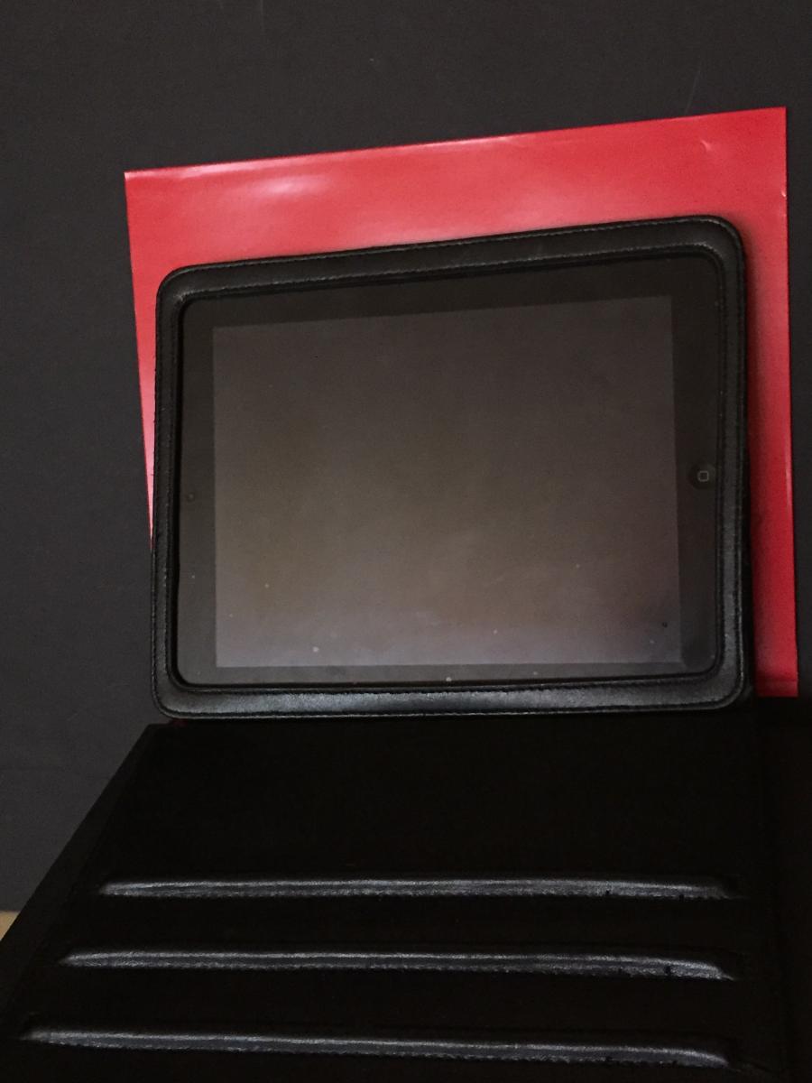 Black iPad case with red background iPad with red background